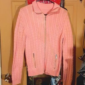 Pink Full Zip Sweater With 2 Zipping Pockets